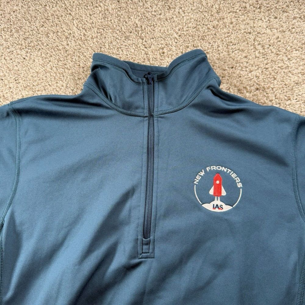 The North Face Sweater Mens Medium Blue 1/4 Zip Pullover Stretch Classic Casual - Picture 2 of 10